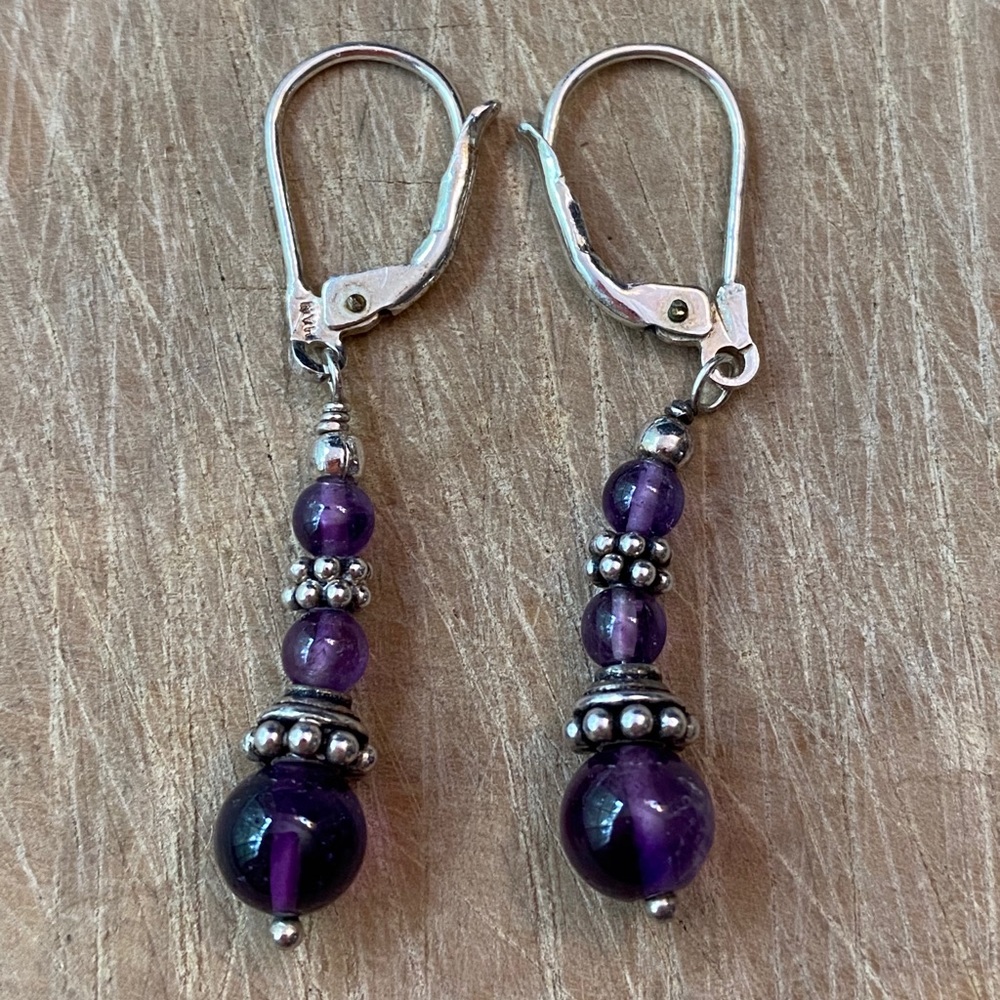 925 silver and amethyst dangle earrings